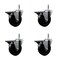 Service Caster 4'' Soft Rubber Wheel Swivel 7/16'' Grip Ring Stem Caster Set with Brake, 4PK SCC-GR20S414-SRS-PLB-716138-4 - alternate 1